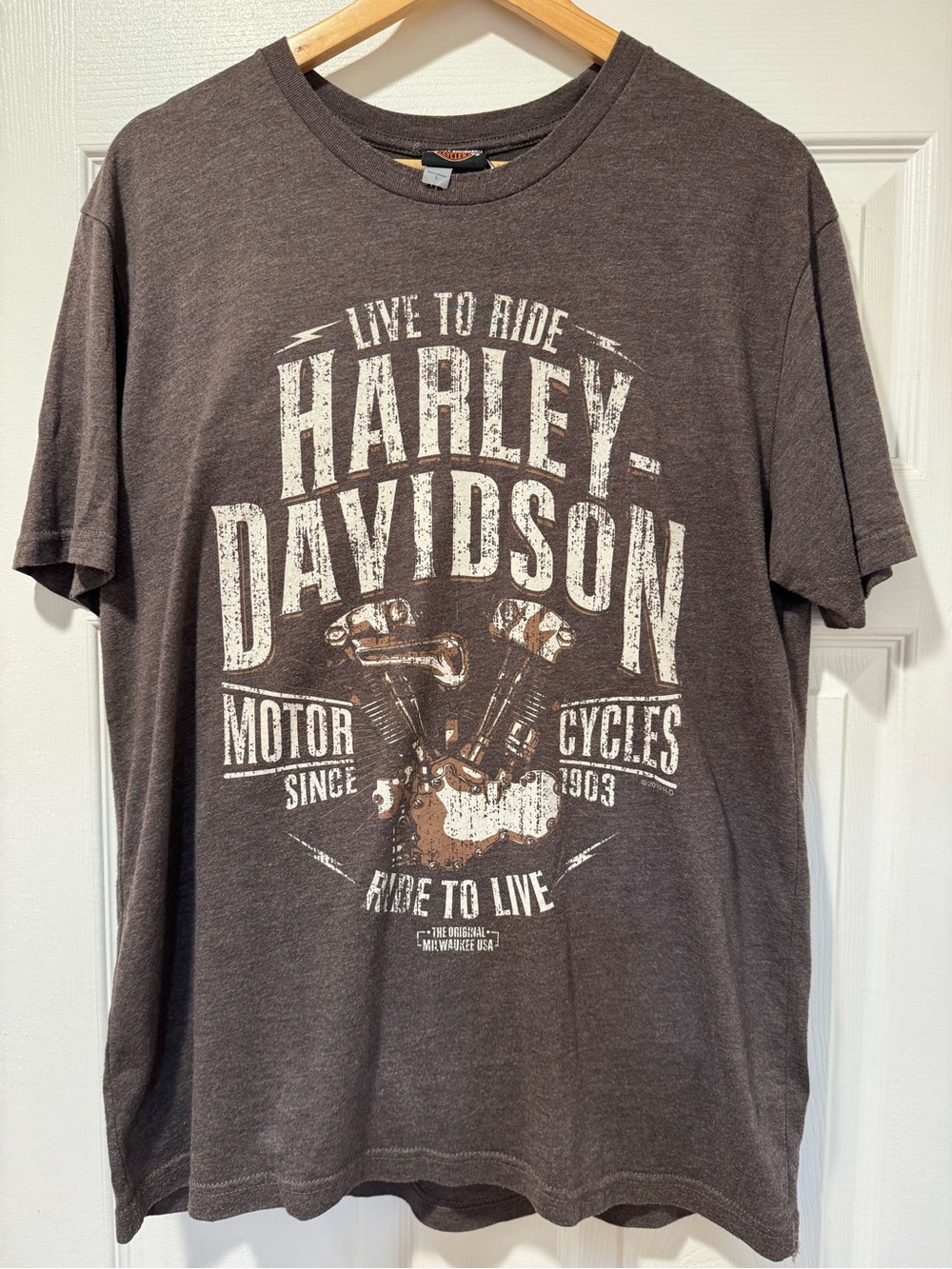 Harley-Davidson Brown Short Sleeve 'Live to Ride' Graphic Tee